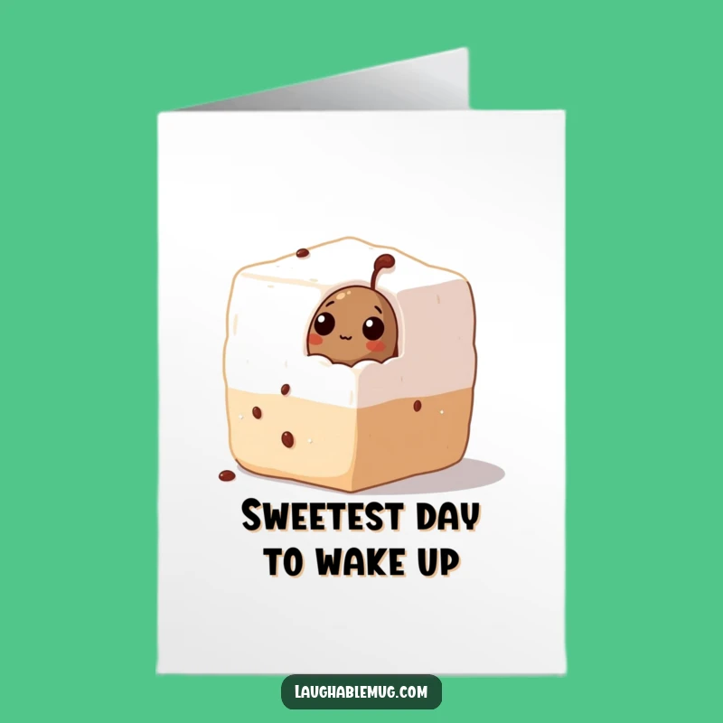 Free Printable Birthday Card: Coffee Bean in Sugar Cube - Sweet & Funny Downloadable Gift