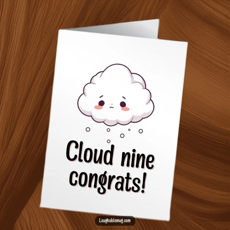 Funny free printable congratulations card showing a surprised cloud tripping over mist, celebrating an accomplishment.