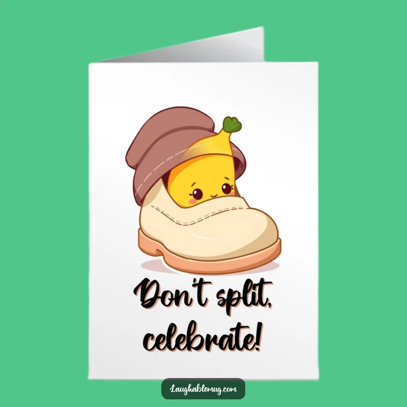 Free Printable Congrats Card: Bashful Banana Character for a Humorous Celebration, Print at Home
