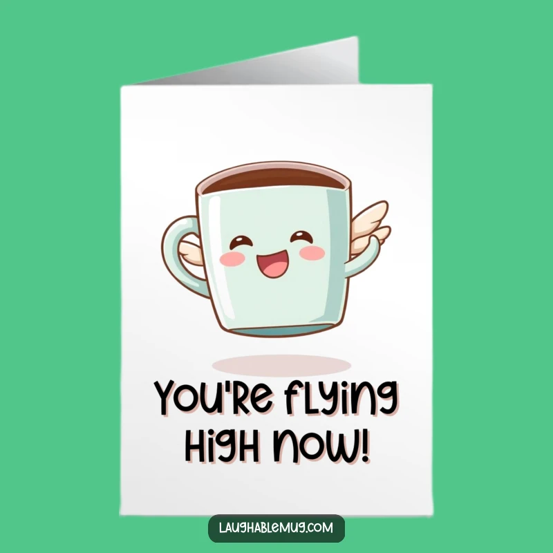 Free Printable Congrats Card: Flying Mug's Success Flight - Downloadable Gift