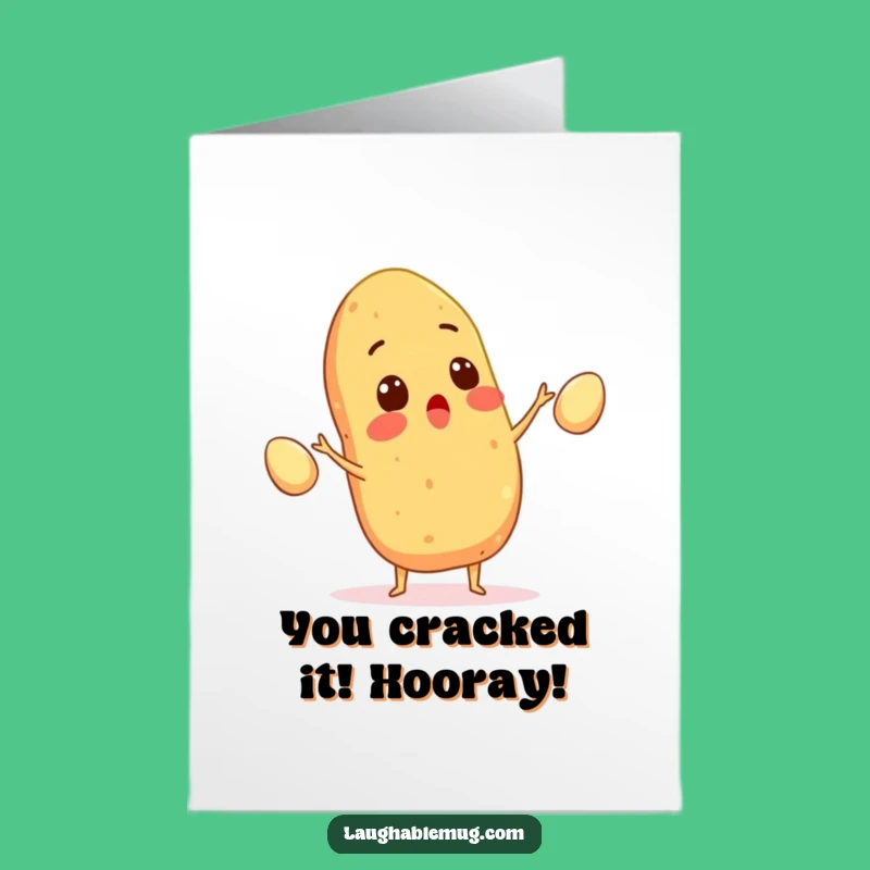 Free Printable Congrats Card: Juggling Potato Character, Humorous Downloadable Greeting for Amazing Feats