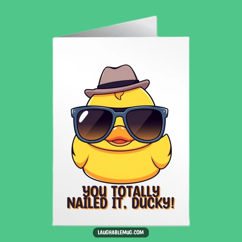 Free Printable Congrats Card: Kawaii Ducky Sunglasses Fedora Downloadable Celebration Gift