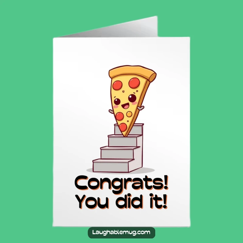 Free Printable Congrats Card: Pizza's Epic Descent for Celebration!