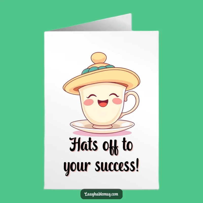 Free Printable Congrats Card: Whimsical Teacup Cheers with Big Hat