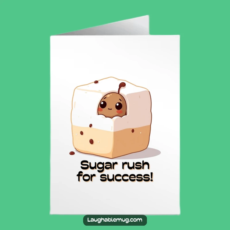 Free Printable Congrats Card: Coffee Bean in Sugar Cube - Humorous Sweetness Downloadable