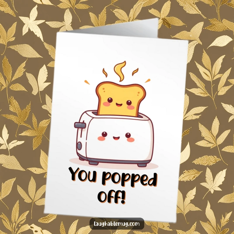 Funny Free Printable Congratulations Card: A piece of toast explosively exiting a toaster, symbolizing rapid success and celebration.