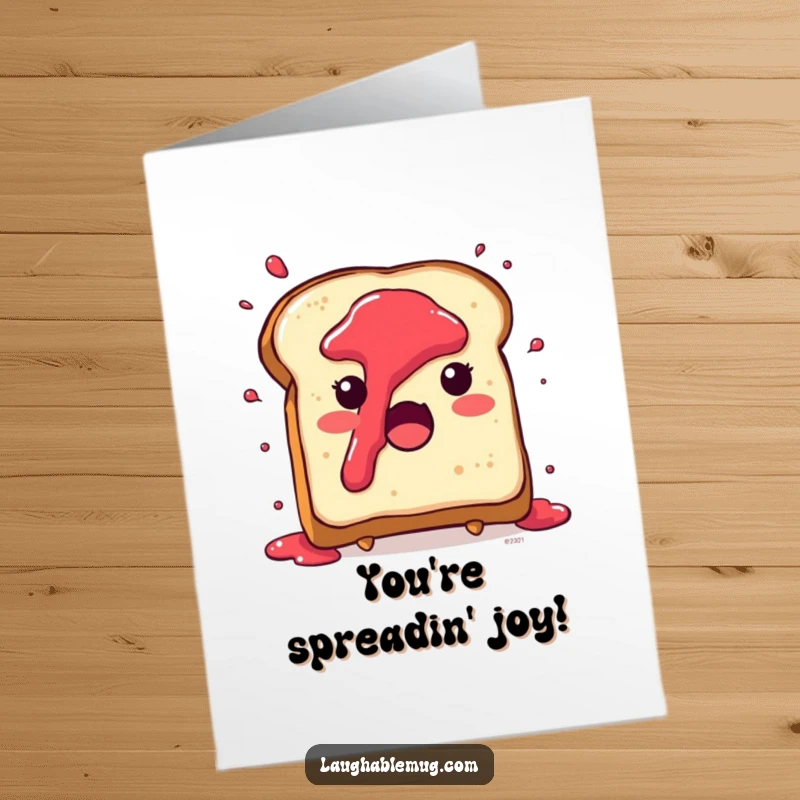 Funny Free Printable Congratulations Card showing a toast character surprised by jam splattering everywhere.