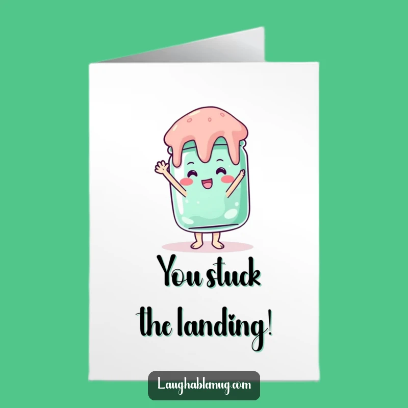 Free Printable Congrats Card: Wobbly Jelly Handstand Downloadable for Unique DIY Gifts