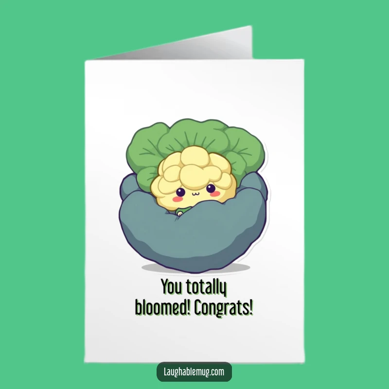 Free Printable Congrats Card: Bashful Broccoli Celebrates, Humorous Downloadable Gift