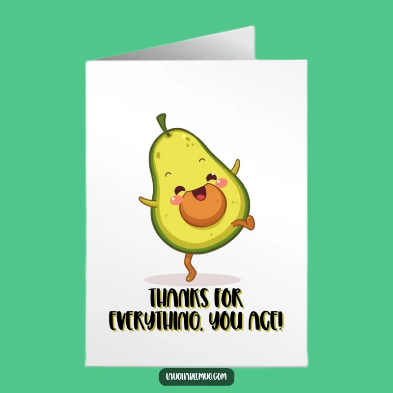 Free Printable Avocado Cartwheel Thank You Card: Funny Downloadable Note for Expressing Gratitude