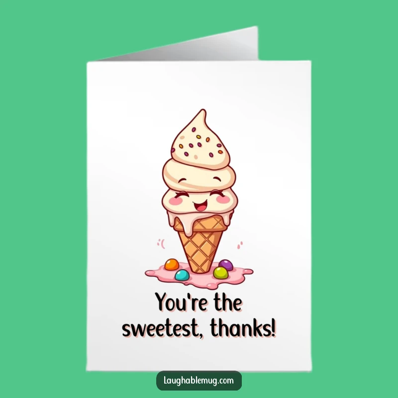 Free Printable Thank You Card: Giggling Ice Cream Downloadable for Funny DIY Gifts