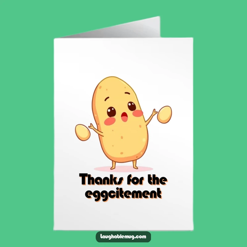 Free Printable Thank You Card: Juggling Potato Character, Humorous Downloadable Gift of Thanks