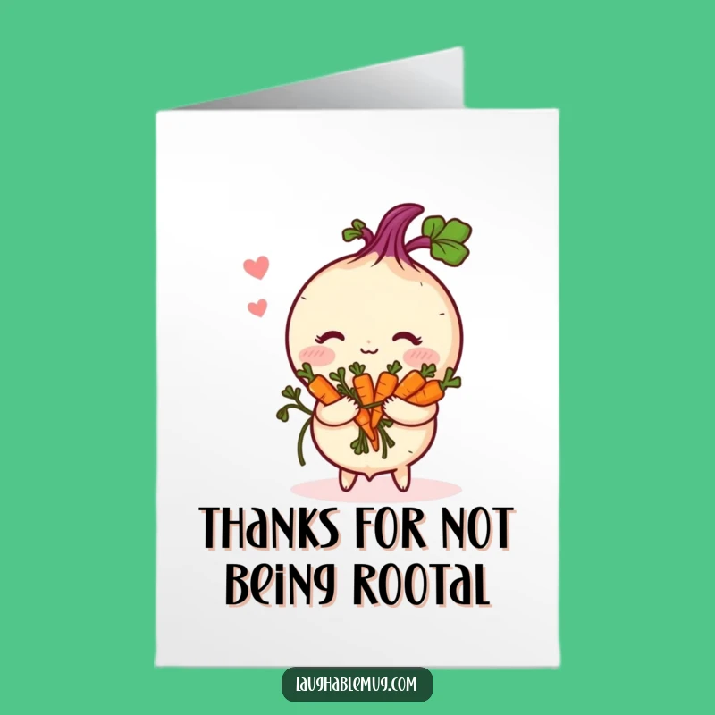 Free Printable Thank You Card: Shy Turnip Blushing, Cute Veggie Gratitude, Downloadable Gift
