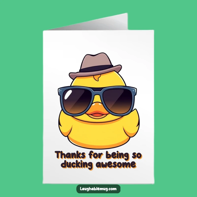 Free Printable Thank You Card: Kawaii Ducky Sunglasses Fedora Effortless Downloadable Gift