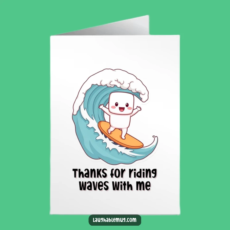 Free Printable Thank You Card: Humorous Marshmallow Coffee Mug Wave Downloadable