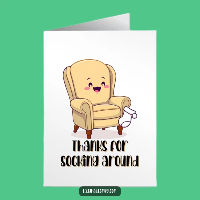 Free Printable Thank You Card: Humorous Armchair Sock Chase Downloadable