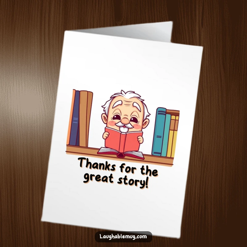Funny Free Printable Thank You Card: A wise old book winks and leaps, expressing thanks, a delightful downloadable gift.