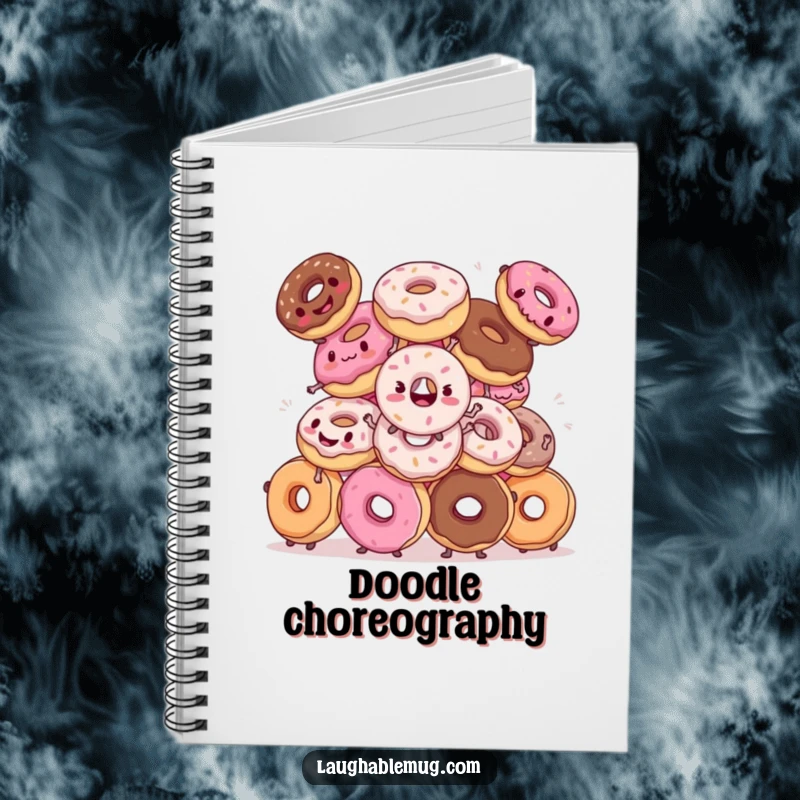 Funny notebook: A cover illustration of donuts attempting a synchronized dance routine, great for jotting down funny thoughts.
