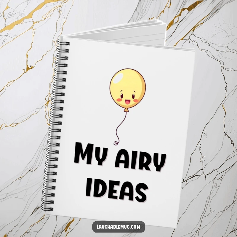 Funny notebook with a playful balloon juggling its string, ideal for journaling creative and humorous thoughts.