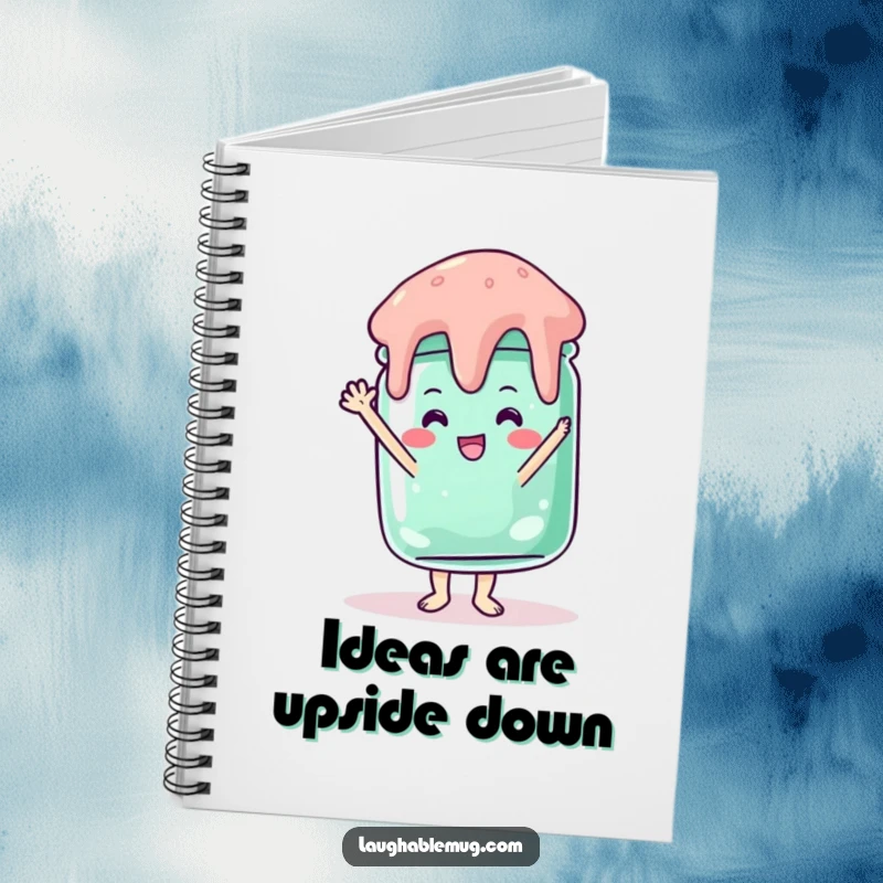 Funny notebook with a jelly jar doing a shaky handstand on the cover, great for notes and doodles.