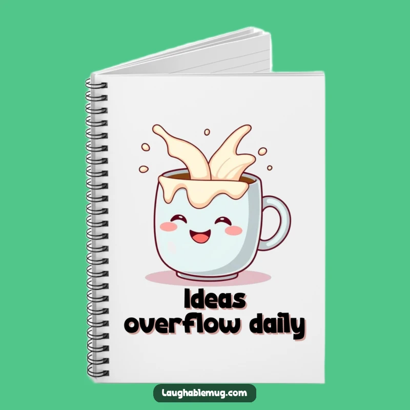 Funny Coffee Mug Notebook - Comical Cream Overflow Journal - Creative Funny Gift!