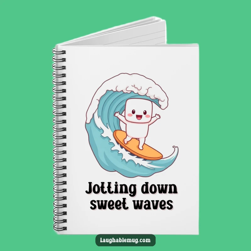 Funny Marshmallow Surfer Notebook - Hilarious Coffee Wave Journal, Perfect Funny Gift