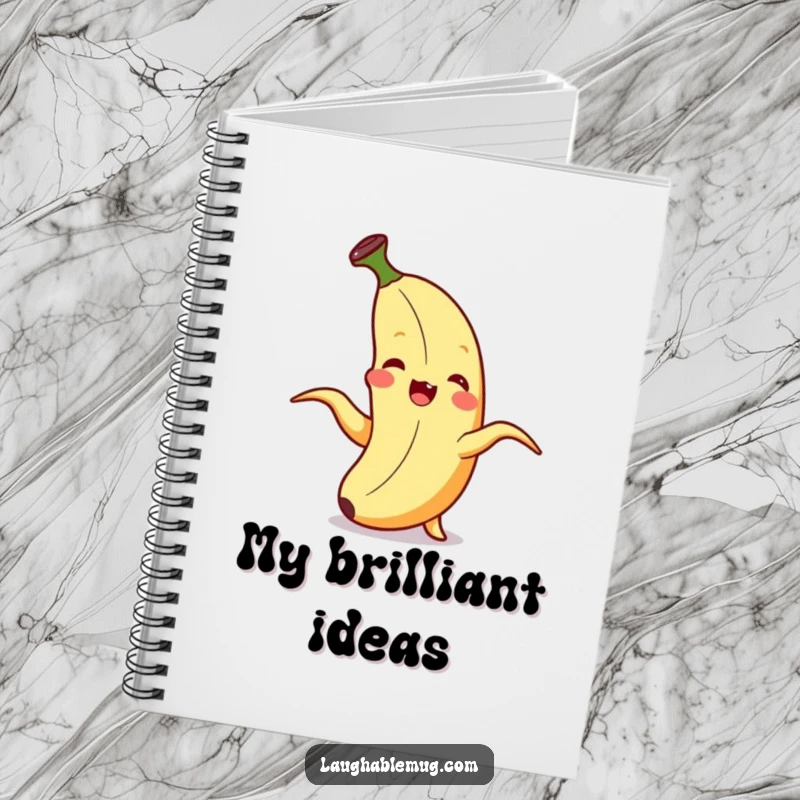 Funny Notebook: A giggling banana peels itself in surprised delight, perfect for jotting down funny thoughts.