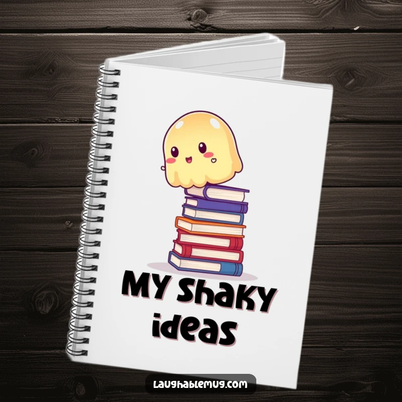 Funny Notebook: Wobbly jelly trying to balance precariously on a stack of books, ideal for notes and journaling.