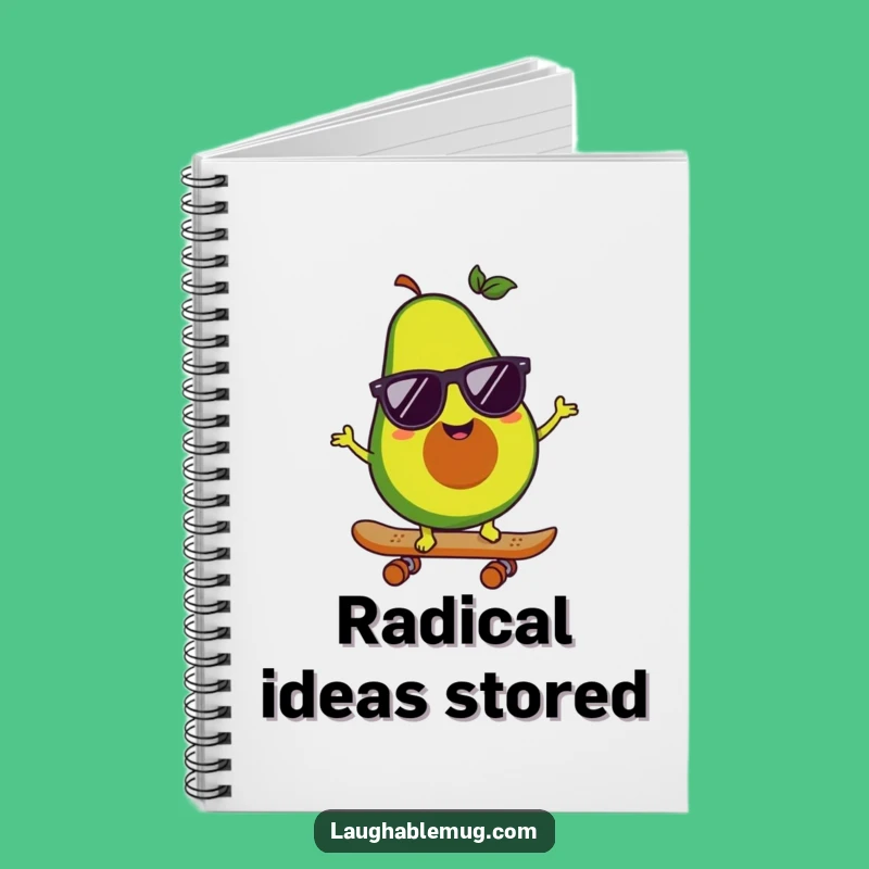 Funny Avocado Skater Notebook: Happy Character Journal, Cool Idea Keeper Gift