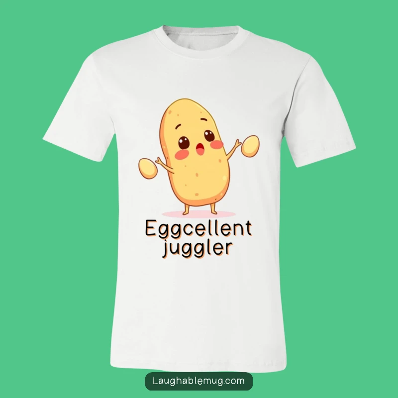 Funny Juggler T-Shirt: Surprised Potato's Egg Act, Hilarious Vegetable Humor Apparel