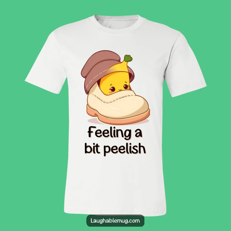 Funny Shy Banana T-Shirt: Hiding From Shoe, Quirky Cool Gift