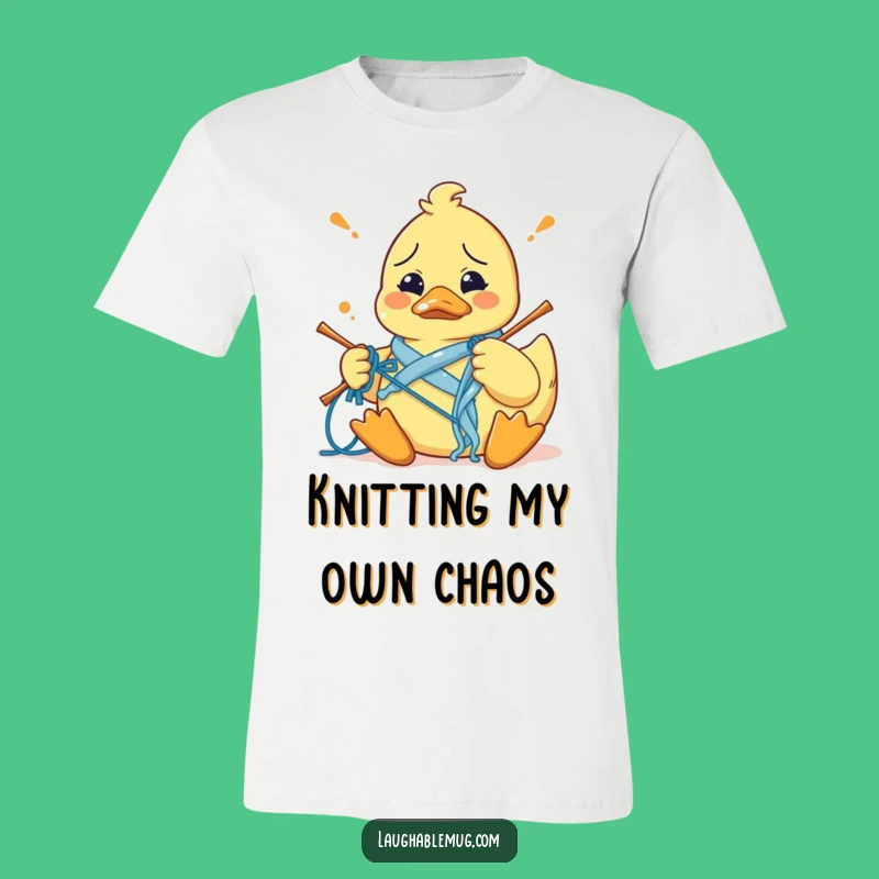 Funny Craft Fail Tee: Confused Duck Knitting Chaos, Quirky Funny Gift