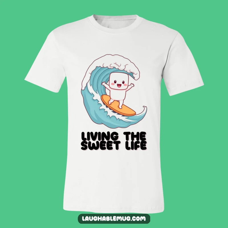 Funny Marshmallow Surfer T-Shirt - Hilarious Coffee Wave Tee for Beach Lovers