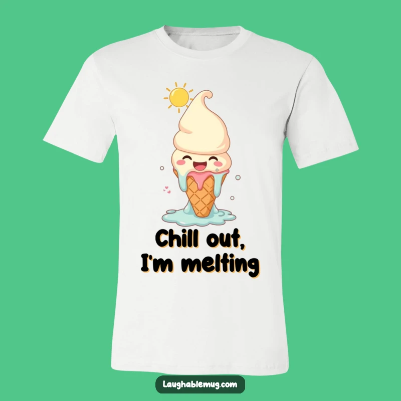 Funny Melting Ice Cream T-Shirt: Joyful Character Tee, Summer Fun Gift