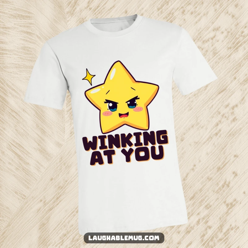 Funny T-Shirt: Mischievous star attempting to wink with exaggerated sparkle, a vibrant and humorous celestial design.