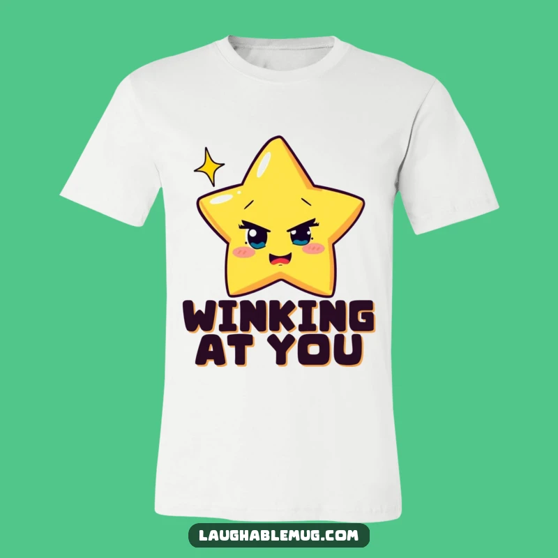 Funny Winking Star T-Shirt: Mischievous Sparkle Design, Wearable Humor Gift