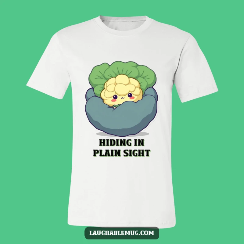 Funny Shy Broccoli T-Shirt: Cute Hiding Floret, Hilarious Gift for Introverts and Veggie Fans