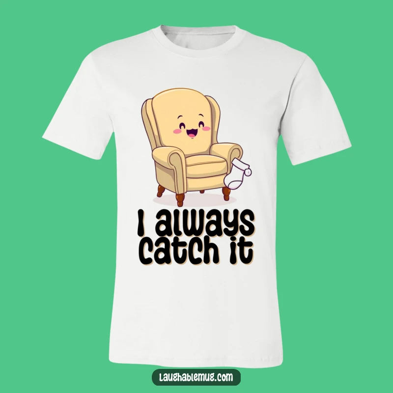 Funny Armchair Sock Chase T-Shirt - Humorous Furniture Tee, Perfect Funny Gift for Laundry Lovers