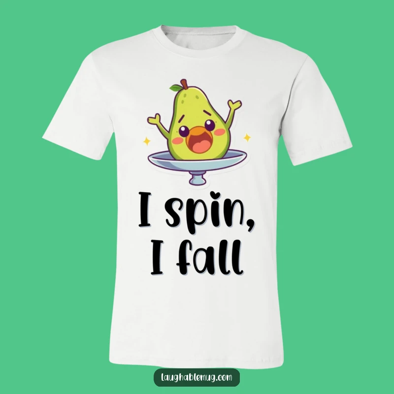 Funny Avocado T-Shirt: Surprised Character Falling Off Plate, Humorous Foodie Gift