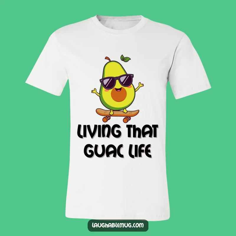 Funny Avocado Skater T-Shirt: Happy Character Tee, Cool Sunglass Gift