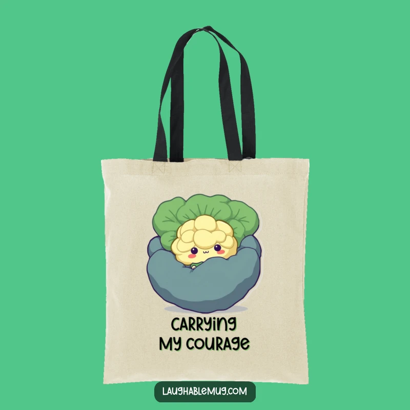 Funny Shy Broccoli Tote Bag: Durable Hiding Floret, Ideal Humorous Gift for Groceries or Essentials
