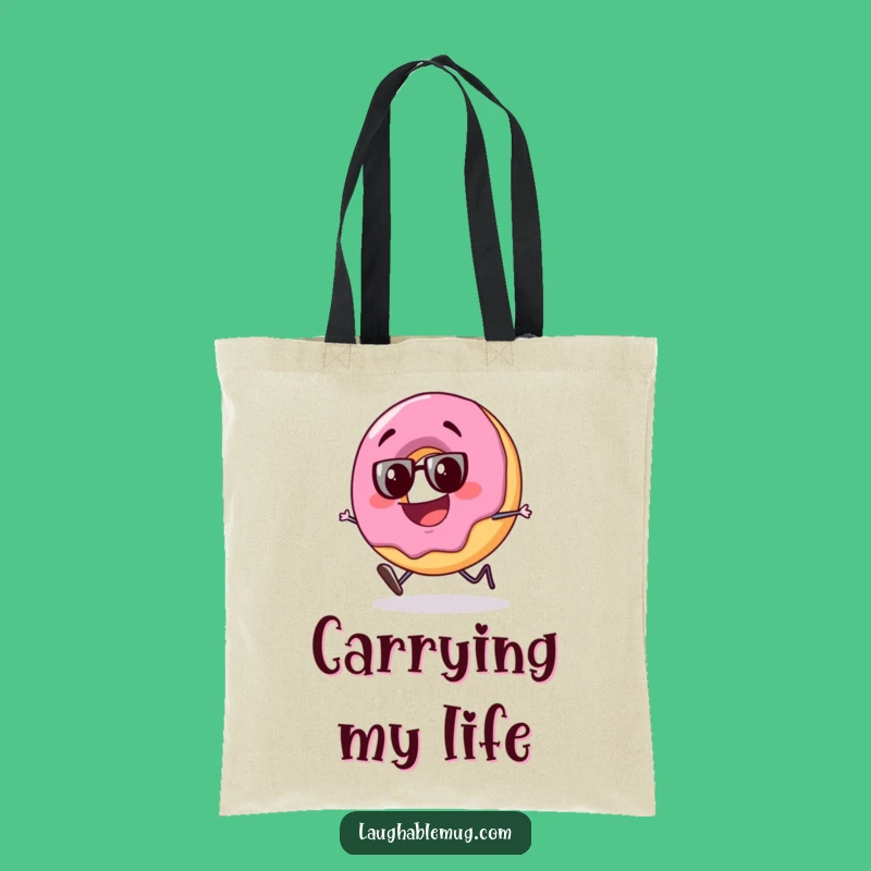 Funny Tipsy Donut Tote Bag: Goofy Character Carryall, Humorous Treat Gift