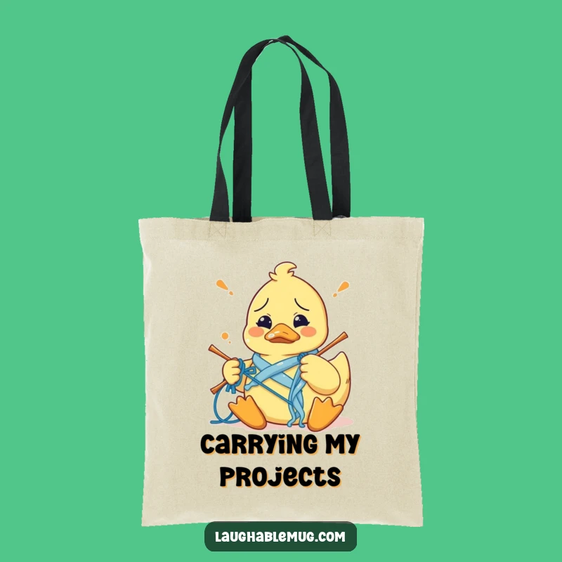 Funny Craft Tote Bag: Confused Duck's Knitting Project, Carry Your Yarn Funny Gift