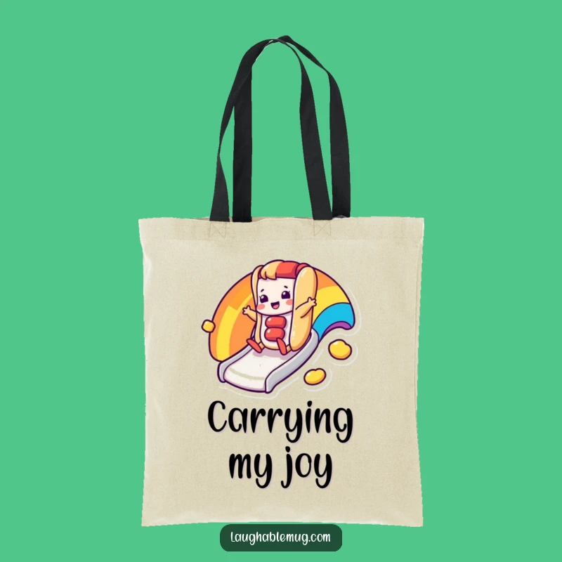 Funny Hot Dog Tote Bag: Rainbow Slide Fun, Great Funny Gift
