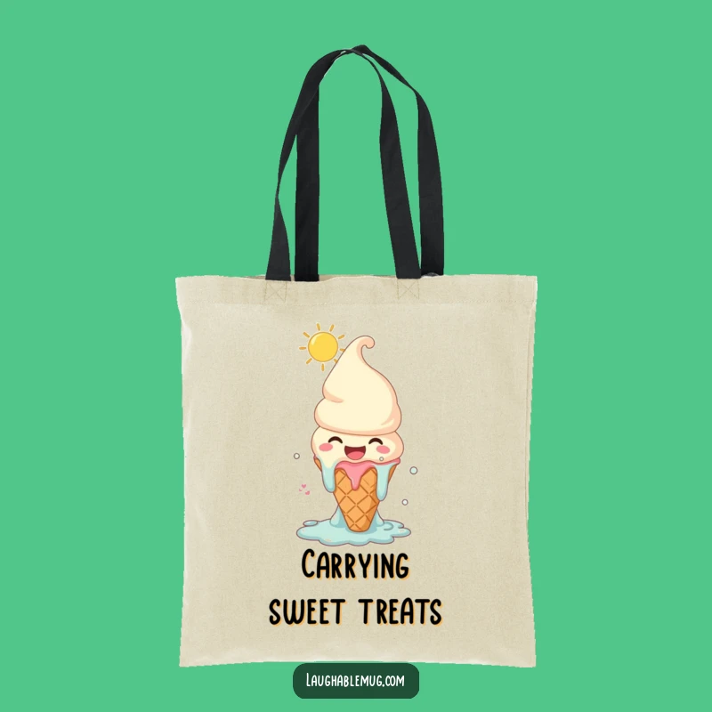 Funny Melting Ice Cream Tote Bag: Joyful Character Carryall, Summer Treat Gift