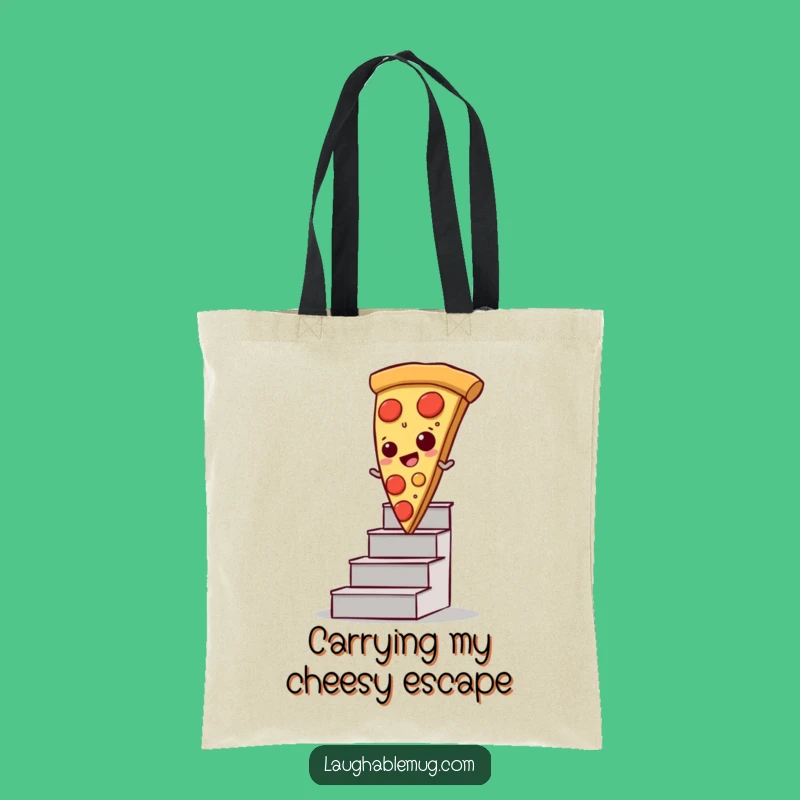 Funny Pizza Tote Bag, Sliding Slice Design, Perfect Funny Gift for Groceries