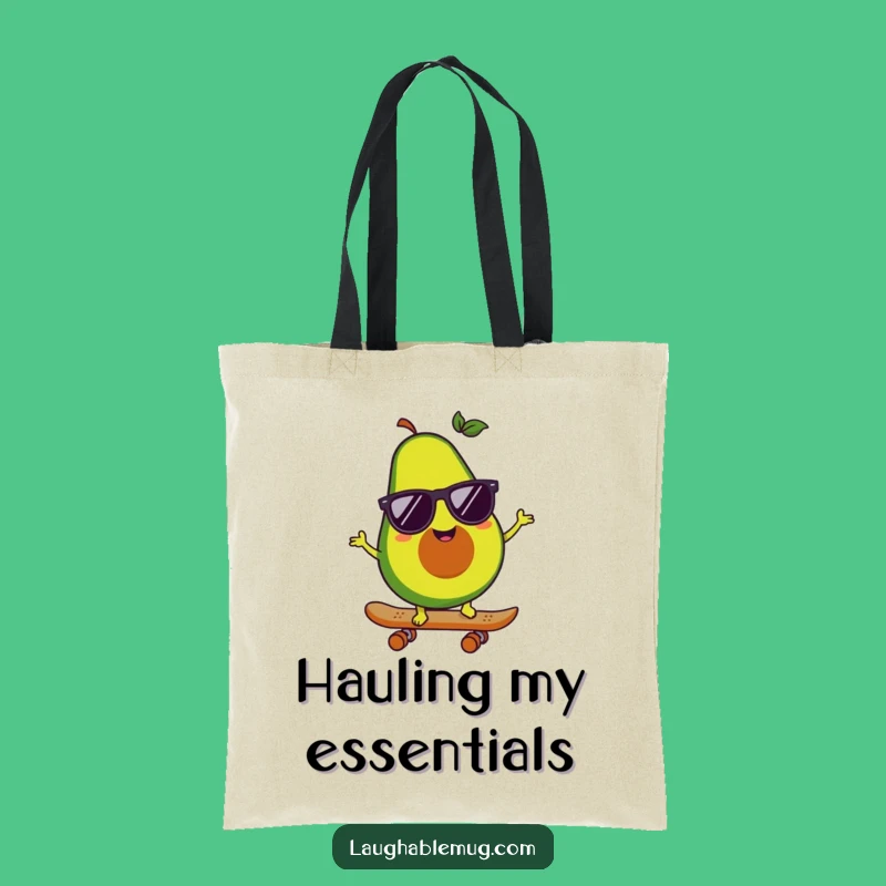 Funny Avocado Skater Tote Bag: Happy Character Carryall, Cool Street Style Gift