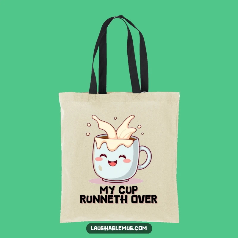 Funny Coffee Mug Tote Bag - Comical Cream Overflow Carryall - Practical Funny Gift!
