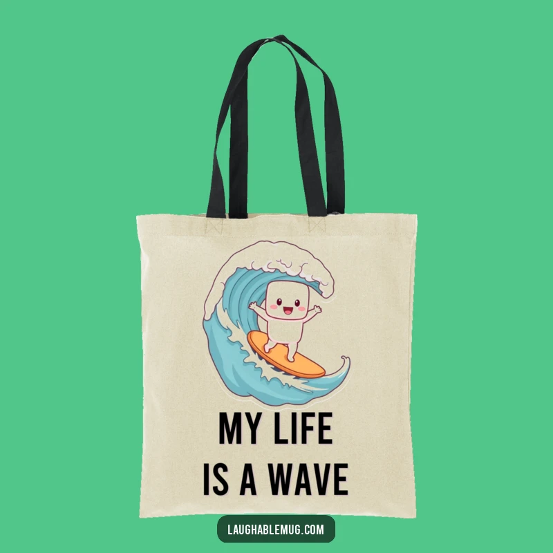 Funny Marshmallow Surfer Tote Bag - Hilarious Coffee Wave Carry-All, Great Funny Gift